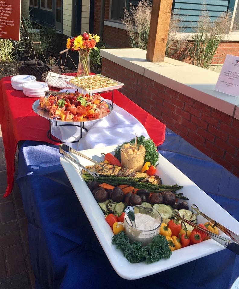 Catering buffet table with grilled vegetables and appetizers