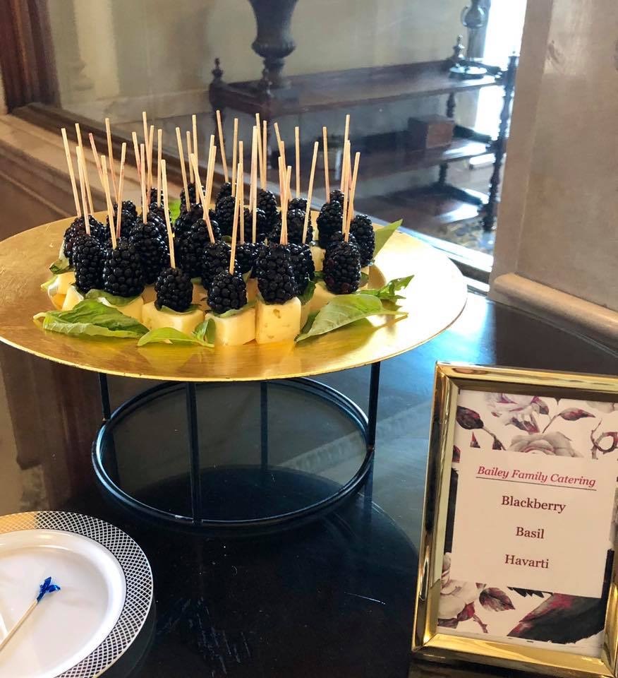 Blackberry basil and Havarti cheese skewers